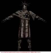 Unused Statue of Liberty Bloodhound model. Left in the files for Broadcast Interrupted. I suppose this costume was too much even for them.