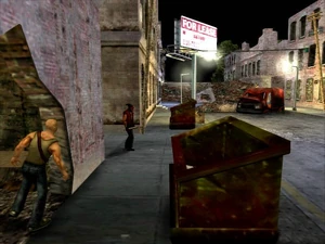 Cash peeking at a hunter. Note the early dumpster models.