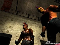 Two Big Smileys looking around with the camera directing up, on the bottom cell blocks.