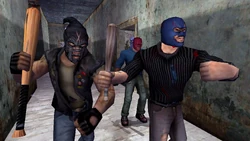 TheHoods-MH-DoorwayIntoHell-SS4.png (2.43 MB) Mike, Lenny and Carl inside a derelict building in Carcer Market.