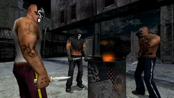 Three Skullyz armed with knives in East Los Albos.