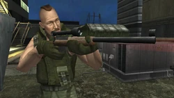 A Project Militia mercenary armed with a Sniper Rifle.