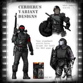 Concept art of Cerberus mercenary.