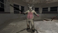 The White Rabbit holding a Shotgun.