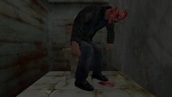 A corpse in the bathroom.