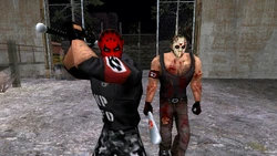 The Skinz armed with metallic Baseball Bats.