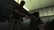 Leo Kasper executing a hunter with the Uzi.