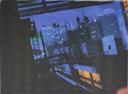 An early render of the Plaza, with the "Evil F.M." broadcasting building in the background.