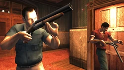 The John's gang members armed with Sawn Off Shotguns.