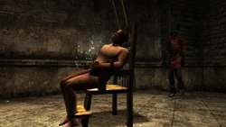 An electric chair being used to torture a civilian.