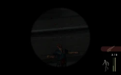 The player shoots two cops with the sniper rifle on top of the balcony.