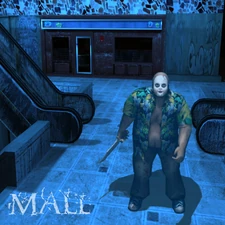 Note the early Mall, which was less derelict, and the early bar exterior. The Babyface also has cutscene fingers + eyes, and different textures. His knife is much larger.