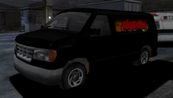 The company's TV Truck van. (Rear quarter view)