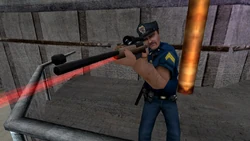 A CCPD officer armed with a Sniper Rifle.