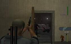 The player gets inside the bedroom and kills two cops.