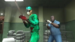 A Project Scientist armed with a Saw.