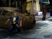 The player hiding from a Hood.