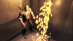 Cash cornered inside an elevator by Piggsy.