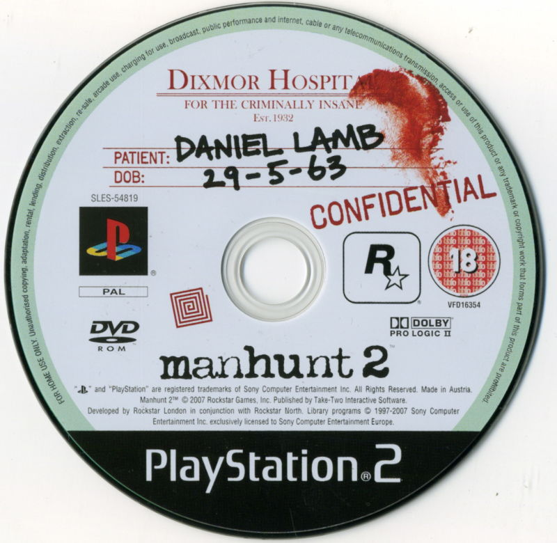 So I made a reimagination of the Manhunt 2 box for PS2 with my own logo and  Danny on the cover instead of the project eye. Hope you like it. :  r/ManhuntGames