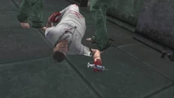 An Asylum Staff member knocked down by two inmates.