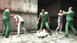 The Asylum Staff members during the hospital riot.