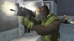 A Project Militia mercenary armed with a Sub-Machine Gun.