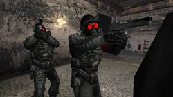 Cerberus armed with Heavy Handguns.