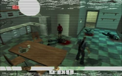 The player commands the Journalist to follow Cash to the locked secret door.