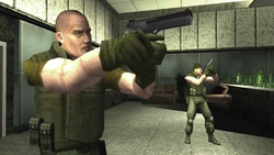 Two Project Militia mercenaries armed with Heavy Handguns.