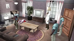 Two Asylum Staff members during the flashback episode, using their early outfit design.