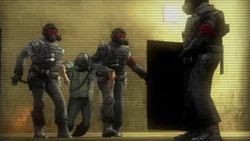 The Cerberus returning Cash to the Darkwoods Penitentiary for filming.