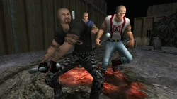Skinz members patrolling near the containers.