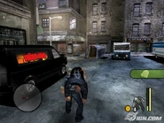 The player dragging a Hood member.