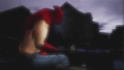 A Skully sitting outside the church.