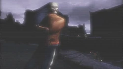 A Skully standing outside the church.