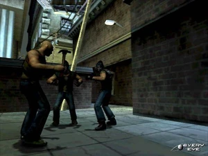 Cash with a hammer fighting the Hoods.