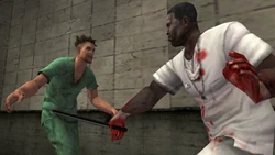 A Dixmor Inmate fighting with an orderly.