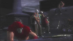 The Innocentz at the cemetery. A Shotgun is seen on the right.