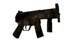 The unused interior prop "cj_mp5k" in Grand Theft Auto: San Andreas, using dirt textures.