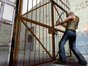 Cash unlocking a gate in "Doing Time".