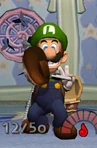 Luigi Holding Mario's Shoe