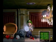 Luigi getting the Ice Elemental Medal in the Tea Room.