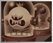 Hellen Gravely with Polterkitty admiring King Boo in one of the photographs that appear during the ending credits.