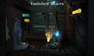 Luigi in the Toolshed Stairs.