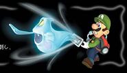 Luigi sucking up a Blue Twirler.