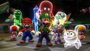 Luigi posing with his friends.