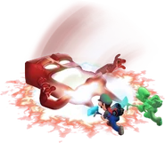 Luigi and Gooigi slamming a Hammer.