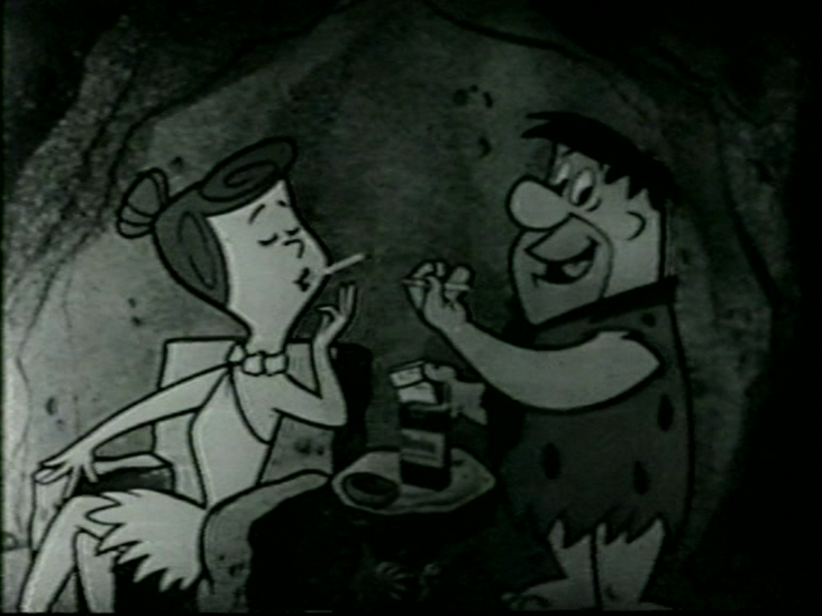Fred Flintstone and Wilma Flintstone Smoking with Winston
