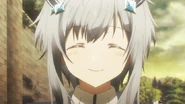 Misha finally smiles after suppressing all her emotions.