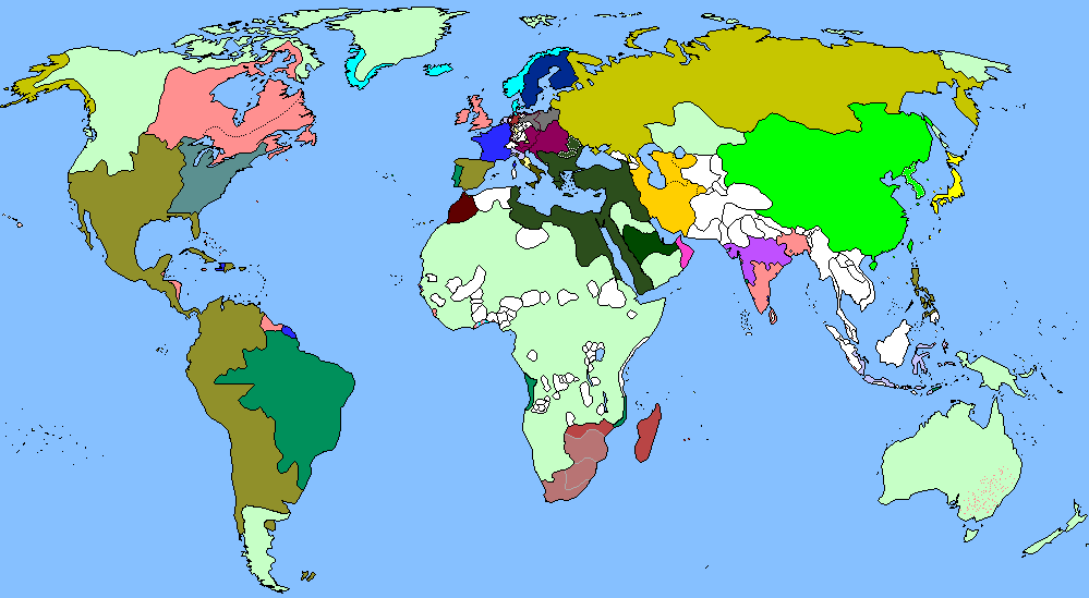 Карта мира на 1800 год